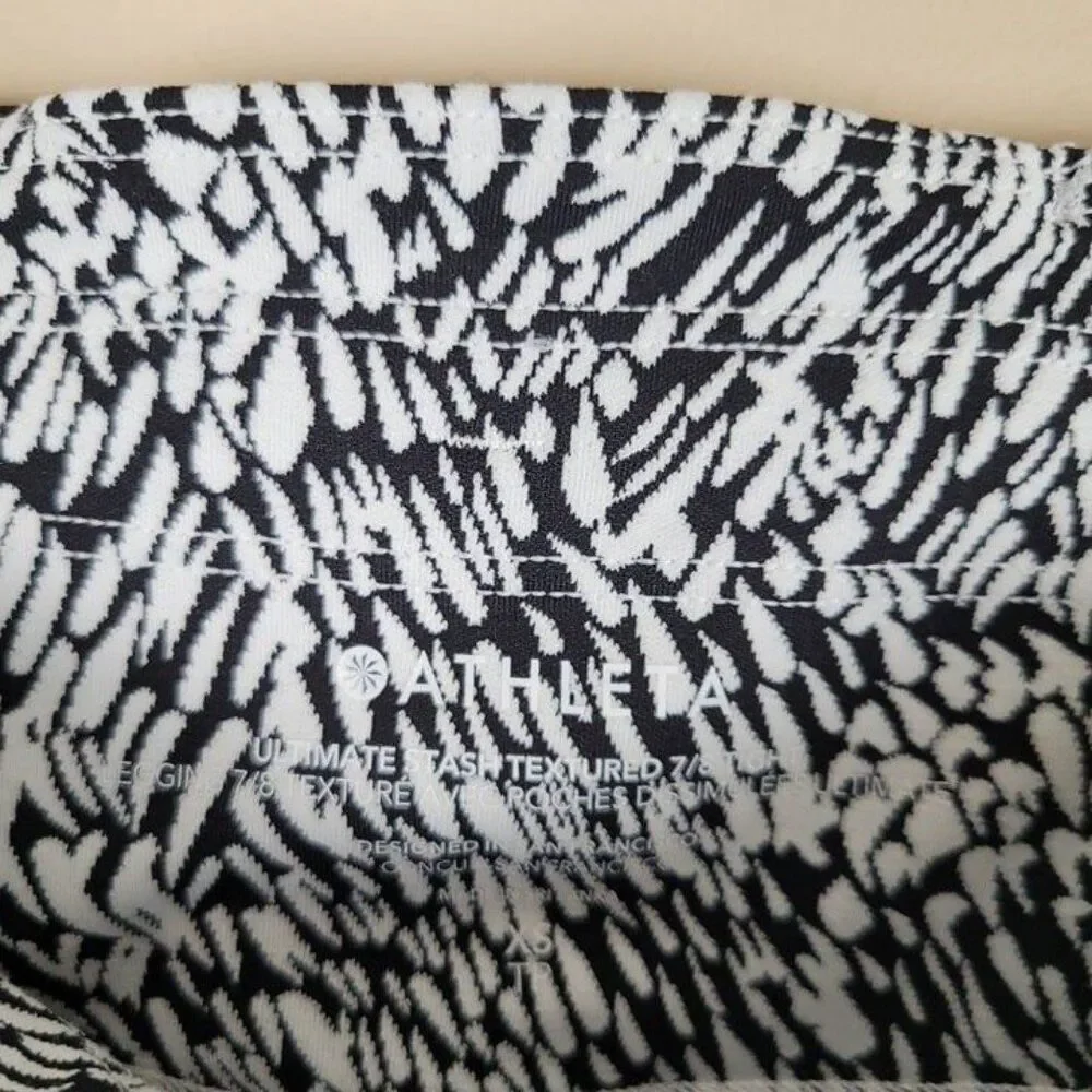 Athleta Size XS Ultimate Stash Textured 7/8 Tight Leggings Tailwind Black White - Picture 12 of 12